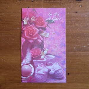 Carte de voeux vintage douce pour nouveau-né - carte de félicitations vintage pour nouveau-né fille - éphémères de scrapbooking rétro pour nouveau-né
