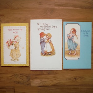 3 Vintage Holly Hobbie Cards - 1970&#39;s Vintage Holly Hobbie Cards Stationary - &#39;70&#39;s Holly Hobbie New Baby Mother&#39;s Day Journal Ephemera
