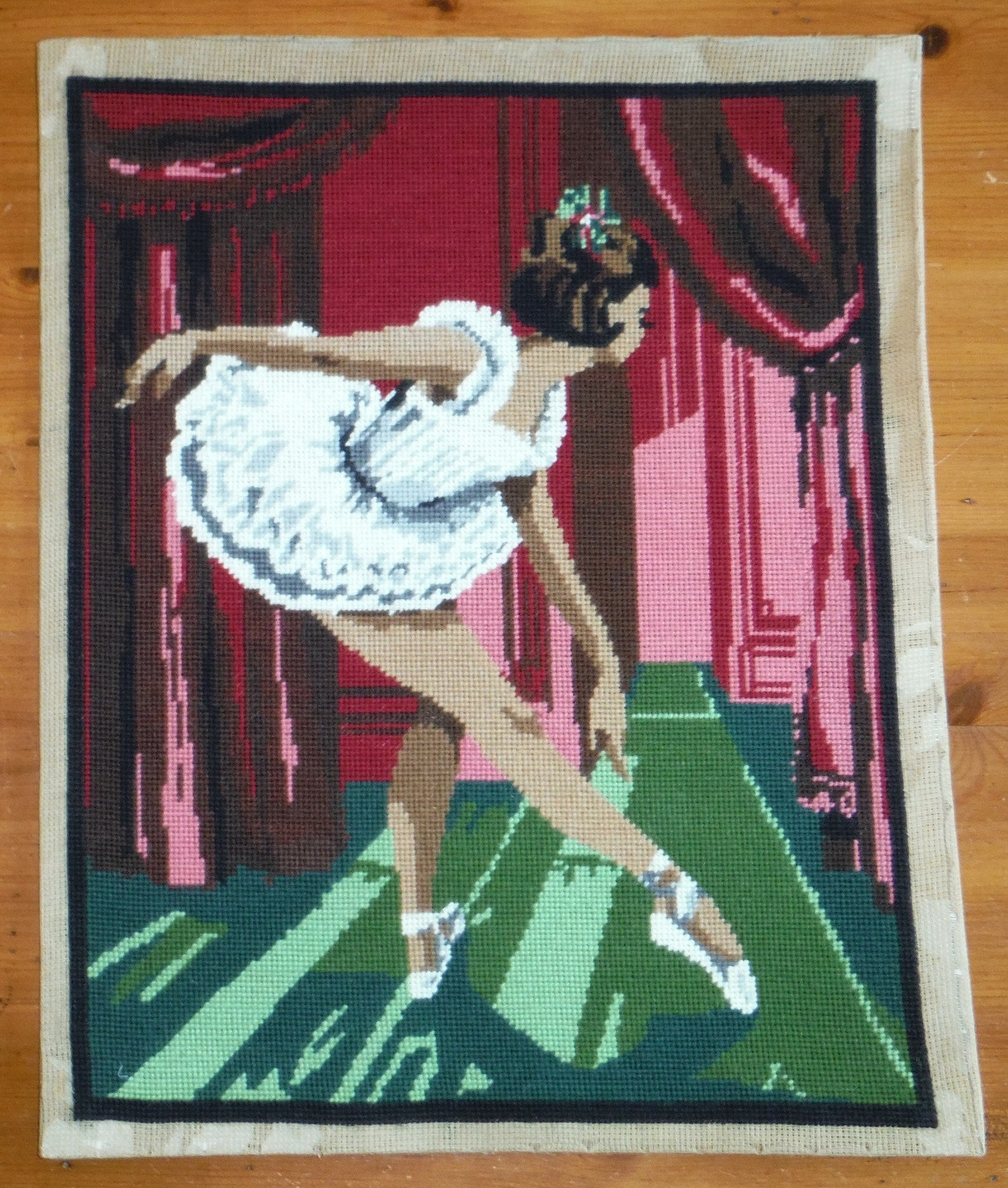 Lovely Vintage Ballerina Needlepoint Canvas 1970's Etsy
