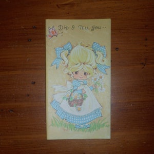 vintage Fantaisie Thinking of You Card - Carte des années 1970 Cute Girl Did I Told You - '70's Just Because Thinking of You Card Journal Ephemera