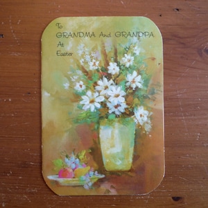 Biglietto di auguri di Pasqua vintage per nonna e nonno - Biglietto di auguri di Pasqua per nonna e nonno degli anni '70 - Biglietto di auguri di Pasqua effimero degli anni '70