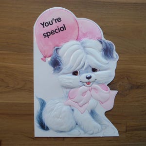 Cartão fofo vintage de dia dos namorados para cachorrinhos - Cartão vintage de amigo dos namorados para cachorrinhos - Cartão de dia dos namorados Kawaii brilhante para cachorrinhos Junk Journal Ephemera