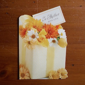 Cartão de aniversário da mãe Kitschy Vintage dos anos 60 - Cartão de aniversário da mãe dos anos 60 com amor - Coisas efêmeras de aniversário da mãe retrô vintage