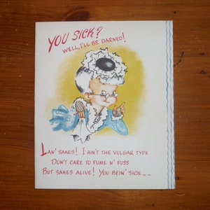Silly Vintage 1950&#39;s Get Well Card - &#39;50&#39;s Funny Get Well Card - Vintage Get Well From Grandma Junk Journal Ephemera