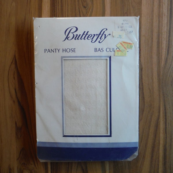 Vintage Panty Hose New in Package - 1970's Butterfly Bone Color Pantyhose Hosiery Nylon Stockings - Never Opened Ladies Panty Hose