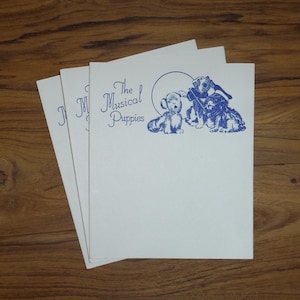3 cartes vintage des années 40 pour chiot et chien - carte vierge musicale chiot chien des années 40 - vintage antique chiot chiots chien chiens voiture papier éphémères