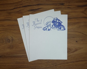 3 Vintage 1940's Puppy Dog Cards - '40's Musical Puppy Dog Blank Card - Vintage Antique Puppy Puppies Dog Dogs Car Paper Ephemera