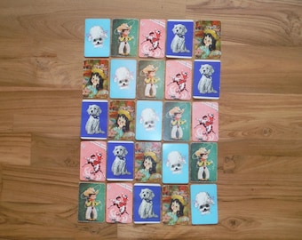 Small Vintage Playing Cards Assorted Lot - Vintage Journal Gift Tags Trade Swap Cards Playing Card Puppy Dog Cowboy Pretty Girl Ephemera