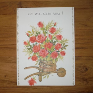 Vintage 1970&#39;s Retro Get Well Card - Vintage Get Well Wishes Floral Flowers Card - &#39;70&#39;s Get Well Vintage Greeting Card Ephemera