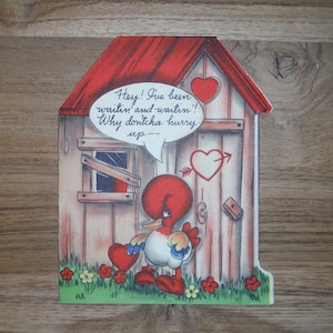 Jolie carte de Saint-Valentin vintage des années 40 - carte de Saint-Valentin oiseaux des années 40 Be My Valentine - antique carte de la Saint-Valentin éphémères de scrapbooking