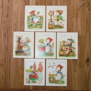 7 Cute Vintage Children Greeting Cards  - 1980's Glossy Friend Friends Cute Girl Boy Card - '80's Birthday Thinking of You Get Well Ephemera
