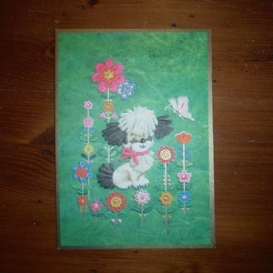 Vintage 1960's Get Well Karte - 60er Jahre Wunderliche geprägte Welpe Hund Feeling Better? Karte - '60's Get Well Junk Journal Scrapbook Ephemera