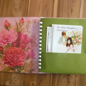 Boekhouder vintage kitscherige wenskaarten - vintage herinneringsalbum en wenskaarten - vintage vinyl kaarthouder in doos met kaarten