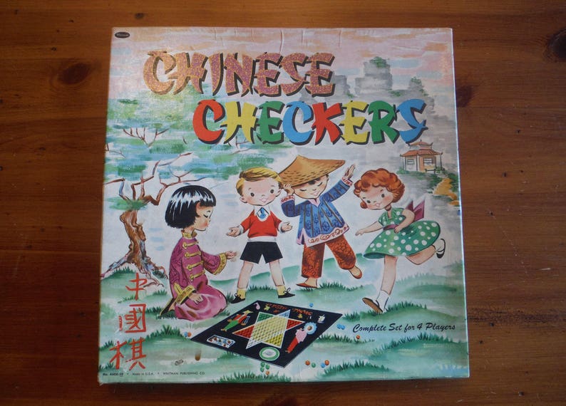 Vintage Checkers Game Board Art Wall Art 1950/'s Retro Bar Children/'s Playroom Retro Decor Vintage Whitman Chinese Checkers Board Game