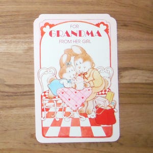 Linda tarjeta de San Valentín de abuela vintage - Tarjeta de San Valentín de abuela vintage conejito - Efímera de diario de San Valentín de abuela vintage de su niña