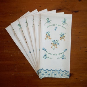 Toalhas de papel vintage For-Get-Me-Not - 1960's Shabby Chic Floral Bathroom Powder Room Toalhas de papel - Vintage Blue Floral Ephemera