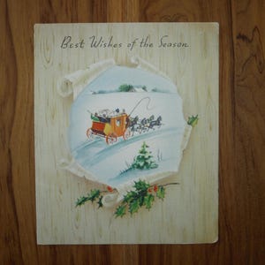Vintage 1950's Christmas Card - 1950's Xmas Christmas & Happy New Year Card - Vintage '50's Season's Greetings Christmas Journal Ephemera