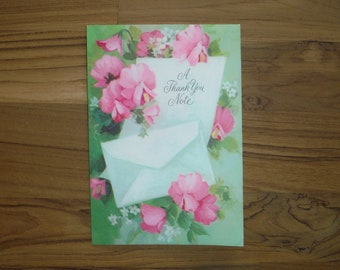 Pretty 1950's Vintage Thank You Card - 1950's Thank You Note Wild Flowers Card - '50's Parchment Paper Charm Thanks Ephemera Card