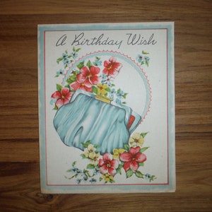 Vintage 1940's Charming Birthday Card -  ' Vintage'40's Wife Daughter Female Friend Birthday Greeting Card - '40's Birthday Ephemera
