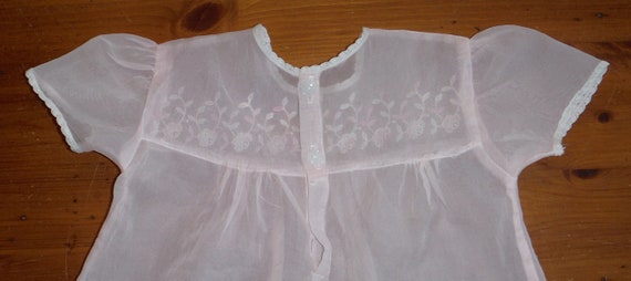 Sweet Vintage Pink Nylon Baby Dress - 1960's Pale… - image 7