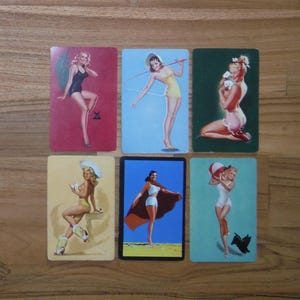 6 cartes à jouer vintage pin up girls - cartes à jouer vintage Naughty Girls - cartes à jouer vintage Sexy demi-nues filles échanger des cartes Ephemera