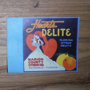 Vintage 1950er Jahre Florida Obstetikettenkarte - 50er Jahre Florida Zitrusfrüchte Karton Kisten Etikettenkarte - Vintage Hochzeitspaar in Liebe Ephemera