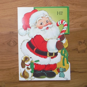 Jolie carte de Noël père Noël des années 1970 - carte de Noël père Noël des années 70 - vintage père Noël Junk Journal scrapbooking éphémères
