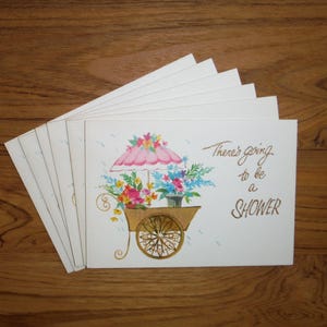 Grillige vintage jaren 70 douchekaarten - vintage bruids uitnodigingskaarten babyshower - vintage bloemenkar douche dagboek plakboek kortstondige