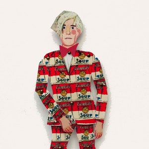 Andy Warhol Paper Puppetarticulated puppet, cut out and make, craft puppet, gifts for teenagers, puppet kits, rainy day activity, quality