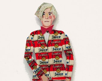 Andy Warhol Paper Puppetarticulated puppet, cut out and make, craft puppet, gifts for teenagers, puppet kits, rainy day activity, quality