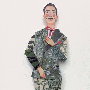 Salvador Dali cut out and make Paper puppet, craft puppet, gifts for teenagers, puppet kits, rainy day activity, quality image 1