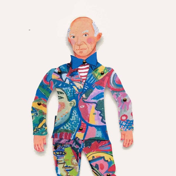 Pablo Picasso Puppet, articulated puppet, cut out and make, craft puppet, gifts for teenagers, puppet kits, rainy day activity, quality