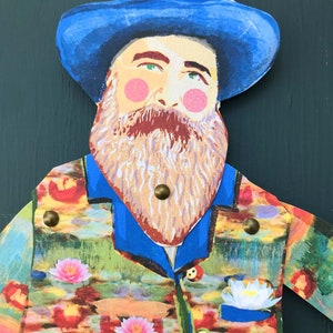 Claude Monet ritaglia e realizza burattini di carta, burattini artigianali, regali per adolescenti, kit di burattini, attività per i giorni di pioggia, qualità