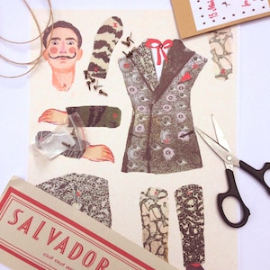 Salvador Dali cut out and make Paper puppet, craft puppet, gifts for teenagers, puppet kits, rainy day activity, quality image 3