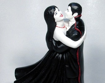 Joyful Embrace Vampires Bride and Groom Wedding Cake Topper 38VA