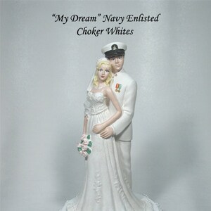Navy Choker Whites Enlisted Military Groom with Bride Wedding Cake topper 49NEW