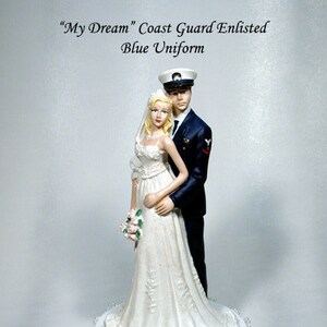 Coast Guard Enlisted Blue Military Groom Bride Wedding Cake topper 49CGEB