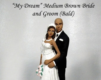 Bald African American Groom with Bride 49ABG Bald