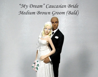 Caucasian Bride with African American Bald Groom 49ABG