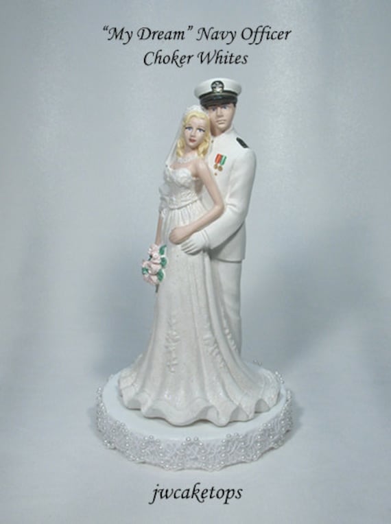Navy Whites Officer Military Groom Bride Wedding Cake Topper 49NOW