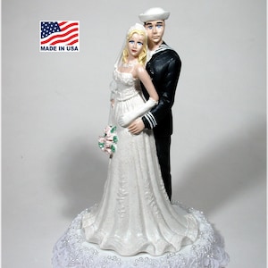 Navy Sailor Groom Jumper Blue with Bride Caketop 49SJB