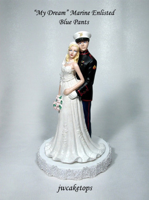 Marine Enlisted USMC Military Wedding Cake Top Free Rank 49MEB