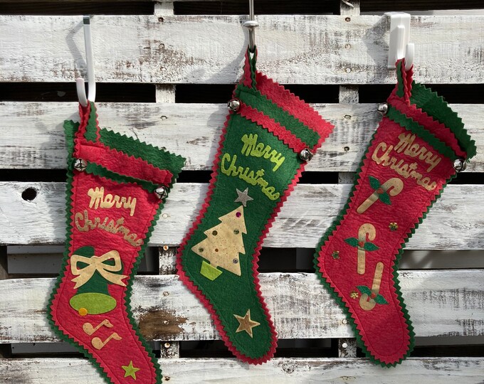 Vintage Felt Christmas Stockings 