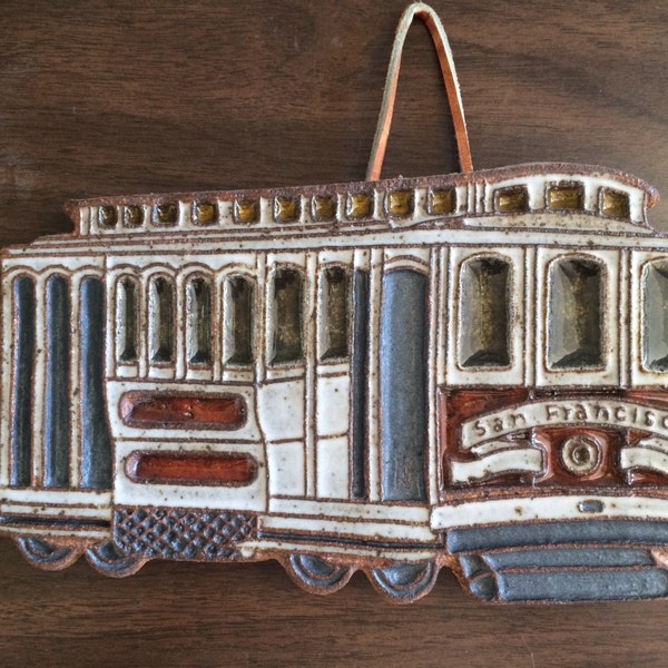 San Francisco Cable Car Stoneware Trivet/Wall Art From Pam Pam Restaurant Designed By Victoria Littlejohn