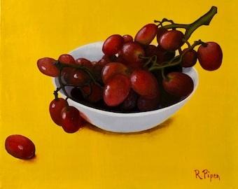 Painting on canvas original Original oil painting on canvas of grapes, small painting, realism art