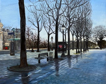 Champs Elysees city view original oil painting realism Paris France