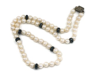 Collana Lunga Fatta A Mano In Ematite Nera E Perline Di Vetro &ndash; Multifilo A Cascata, 24 Pollici