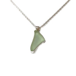 Light Green Sea Glass and Sterling Silver Necklace