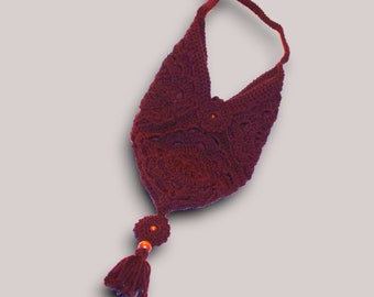 Turkish Lamp inspired handmade Crochet Purse, Burgundy