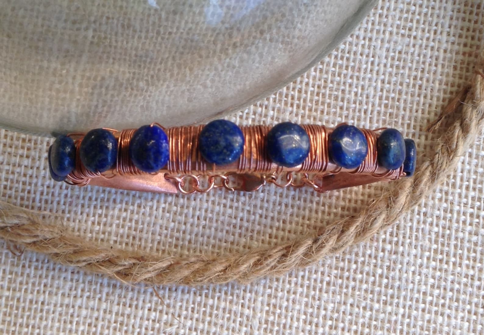 Copper Bangle Bracelet wrapped with Copper wire and Lapis Etsy